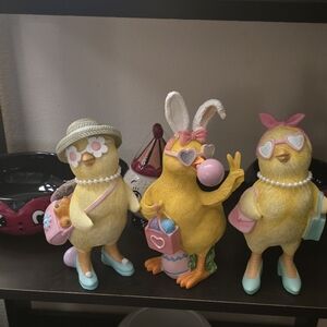 Cute Yellow Chick Figurines with Accessories